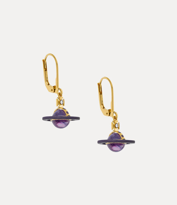 Vivienne Westwood Petite Original Orb Earrings in GOLD/CRYSTAL Crystal/LAVENDER CZ/LAVENDER Enamel